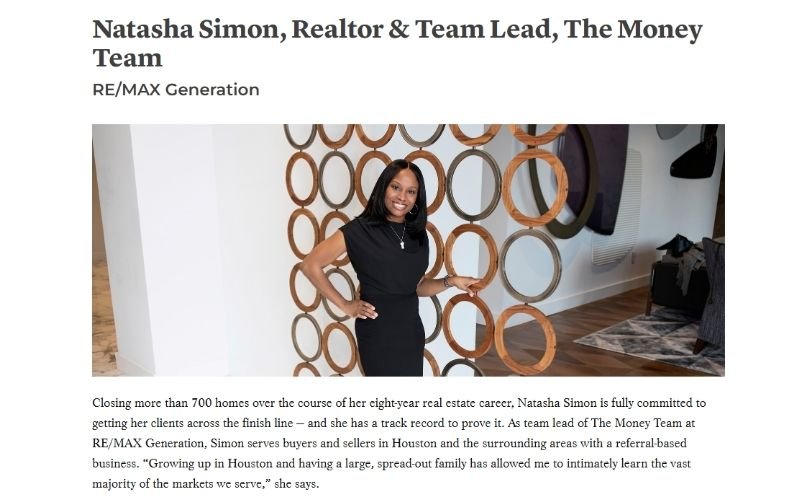 Houston Agent Magazine Feature: Realtor & Team Lead (2021)